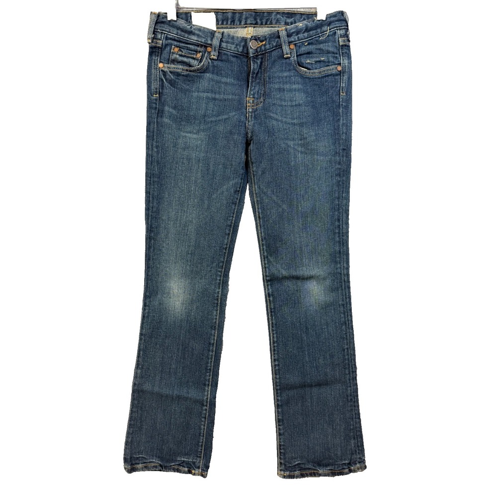 Ruehl No. 925 Jeans Distressed Blue Denim Low Rise Medium Wash Women's Sz 27x31